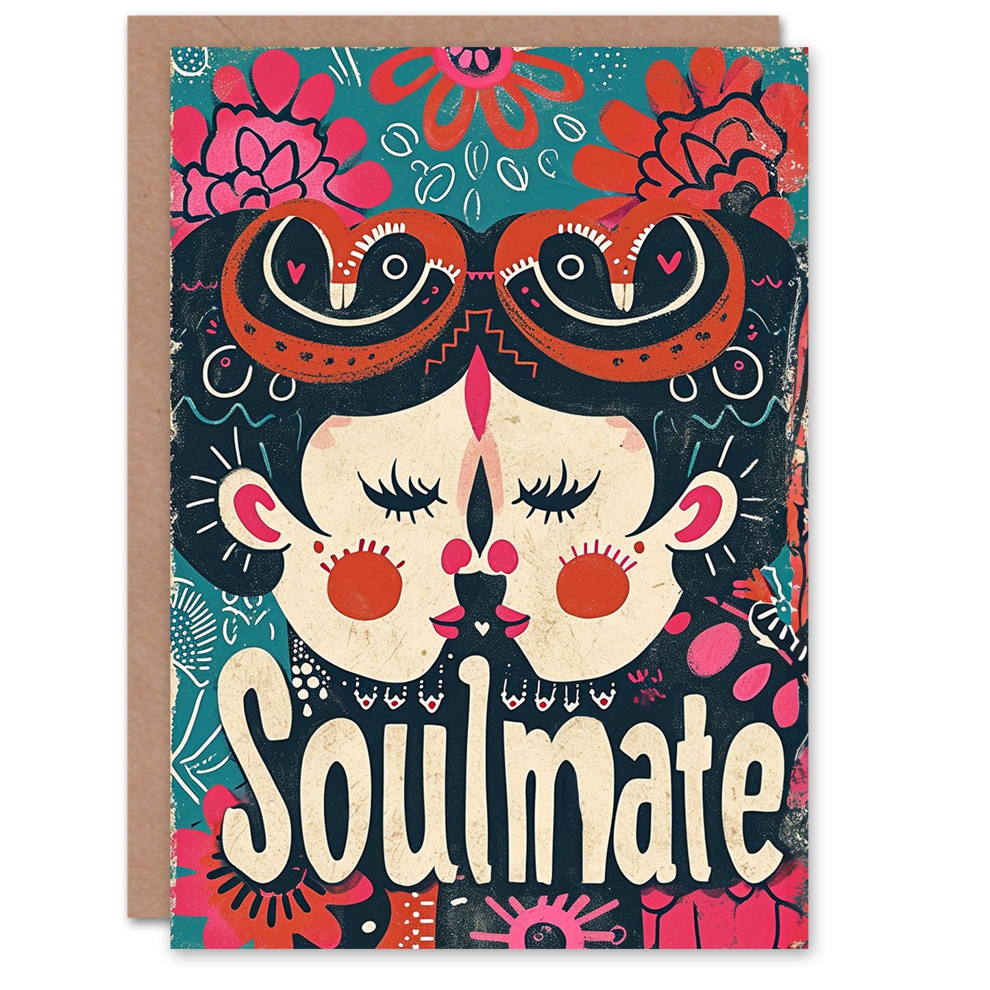 Gay Soulmate Lesbian Folk Art Romantic Card