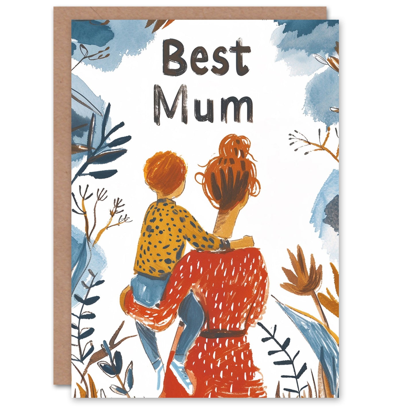 Mothers Day Best Holding Illustration Mother's day Card