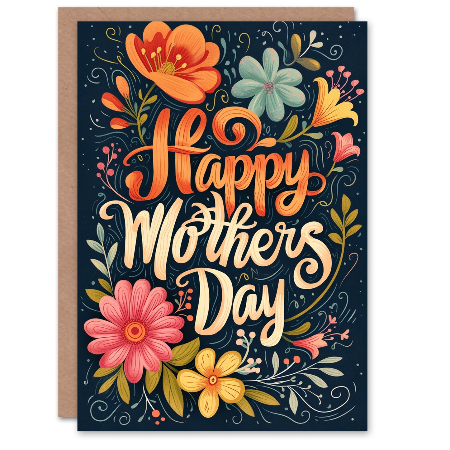 Mothers Day Blooming Flower Design Typography Mother's day Card