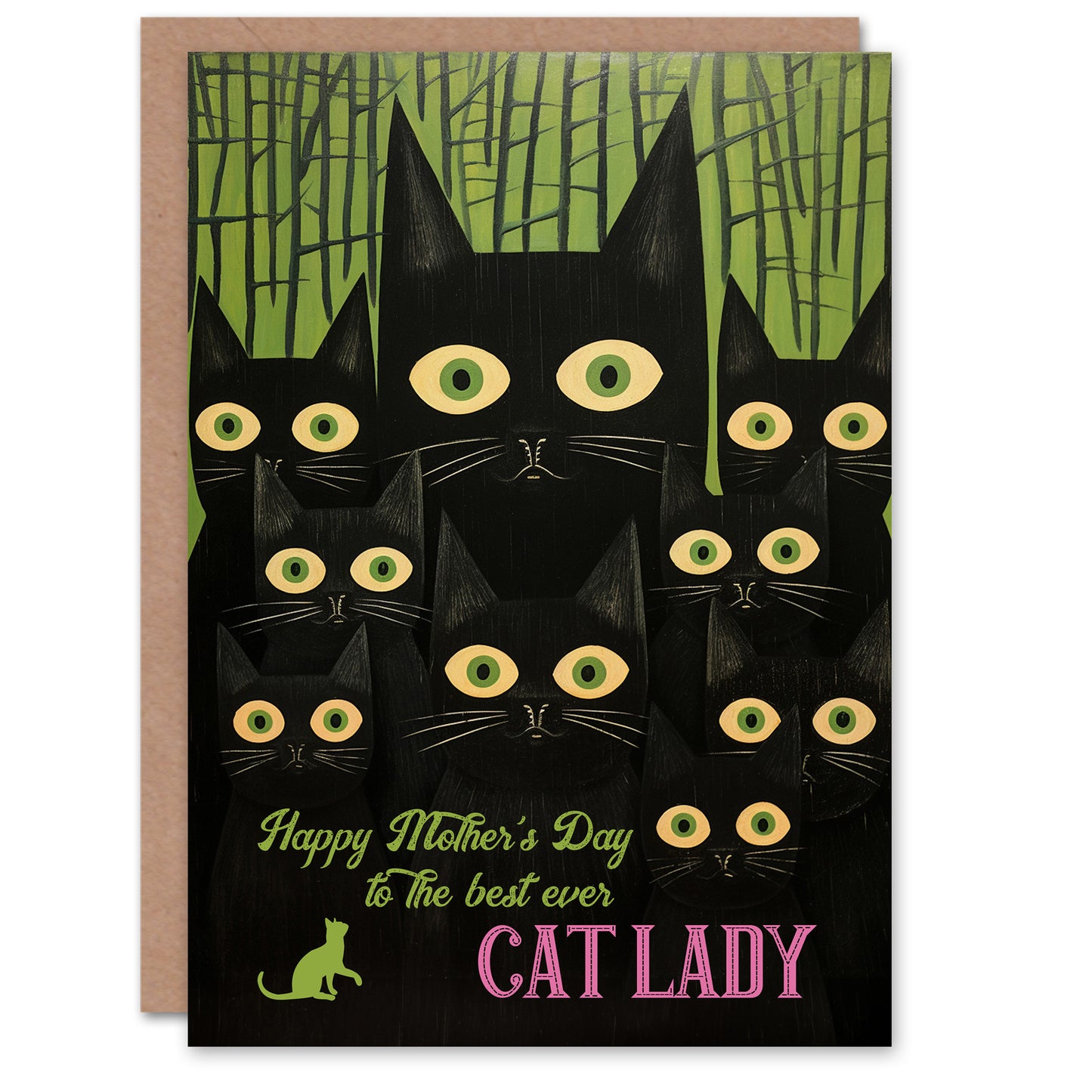 Mothers Day Creepy Fun Best Ever Lady Cats Mother's day Card