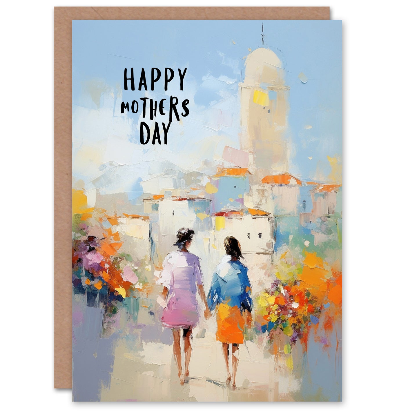 Mother Daughter Walk Oil Painting Mother's day Card