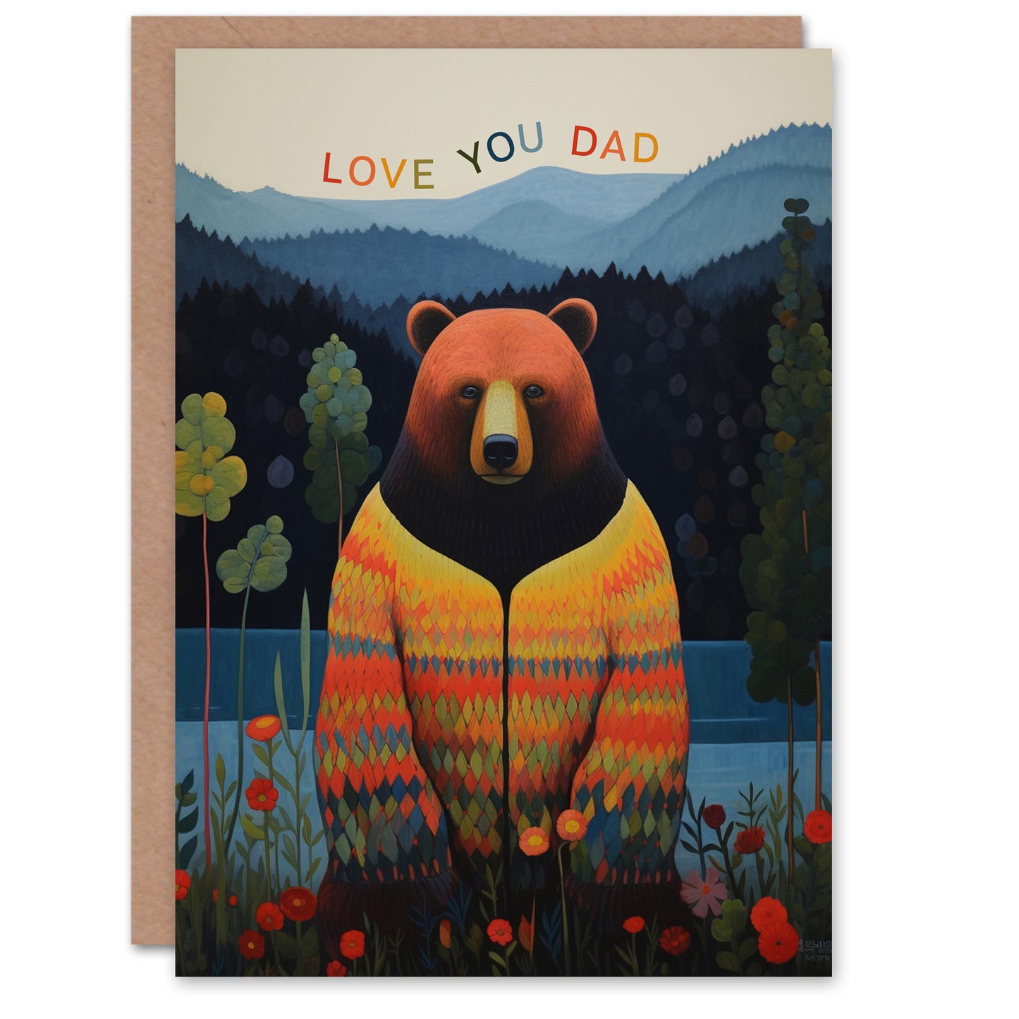Hippie Lake Love You Bear Father's Day Card