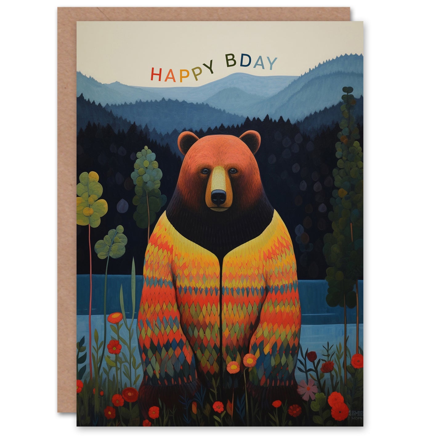 Hippie Lake Forest Bday Bear Him Her Birthday Card