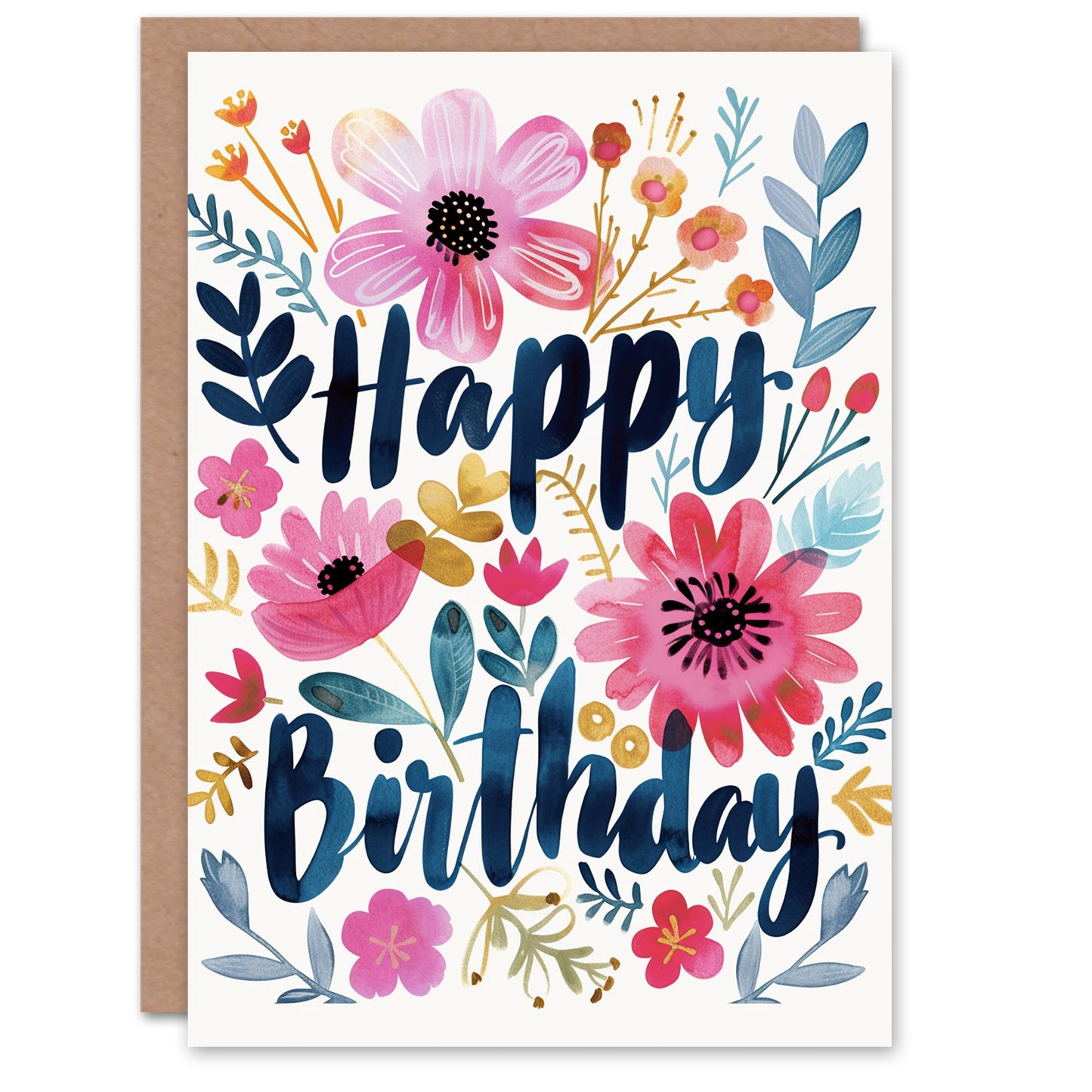 Flower Blooms Bright Floral Birthday Card