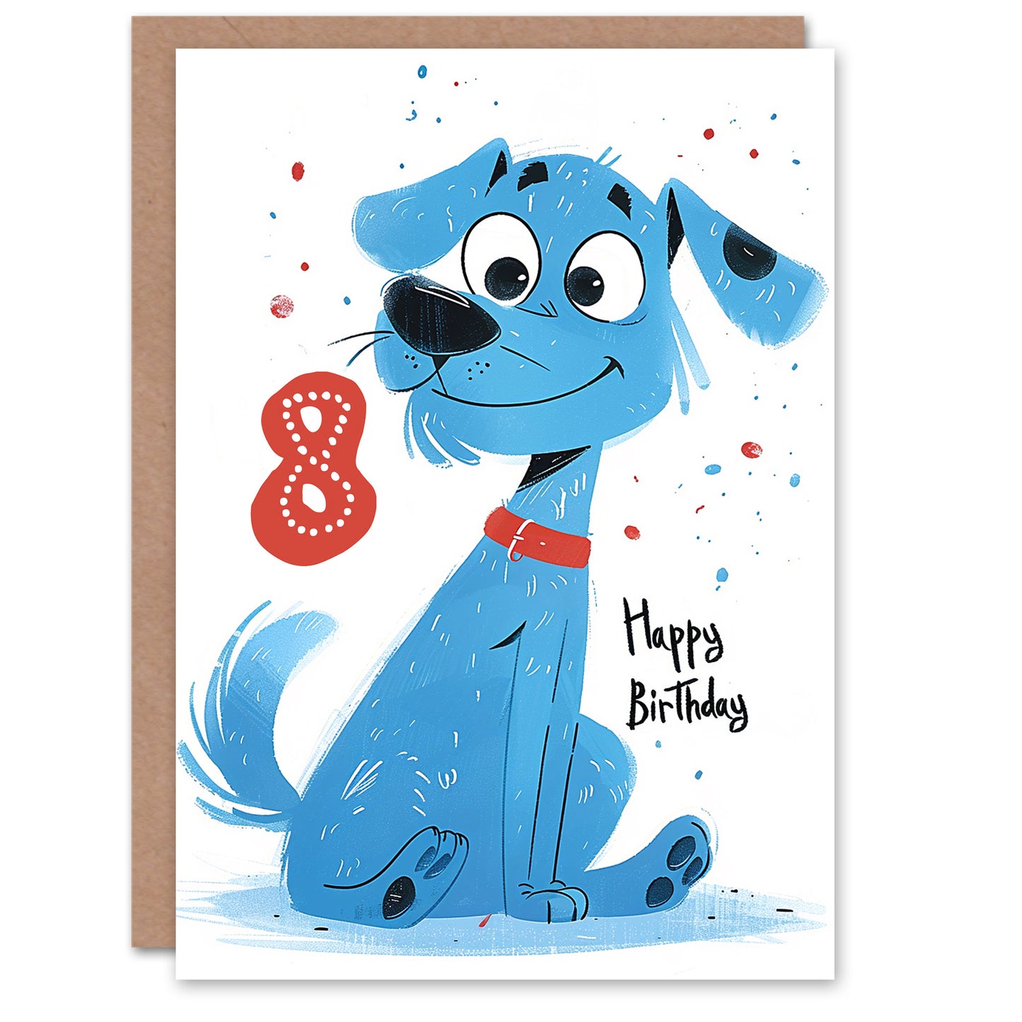 Blue Dog Lover Puppy Cartoon Cute Kids Birthday Card