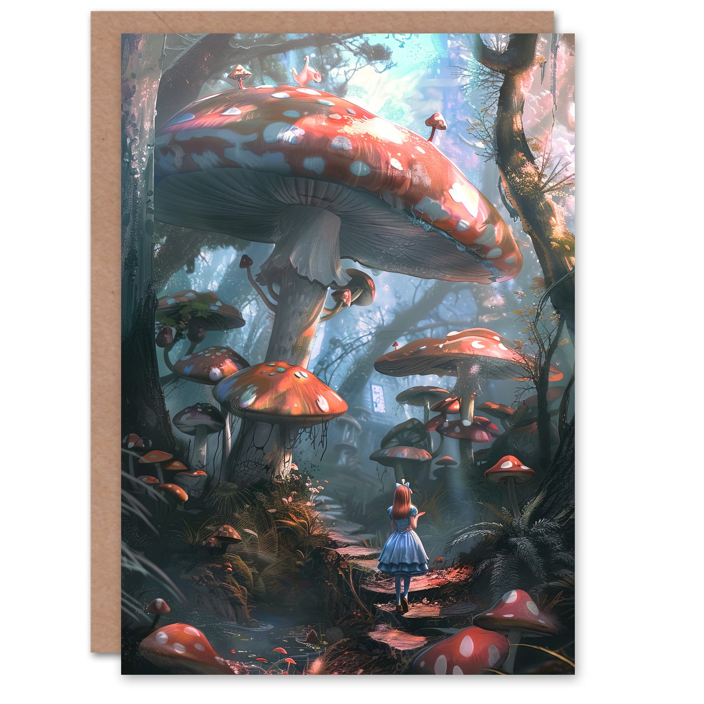 Alice In Wonderland Mushroom Forest Concept Art Greeting Card