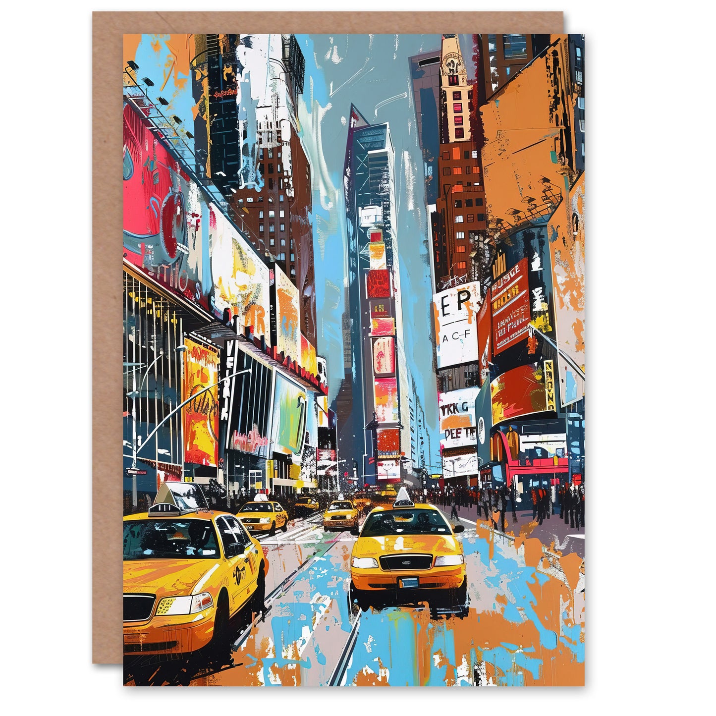 Taxi On Broadway New York City Painting Greeting Card