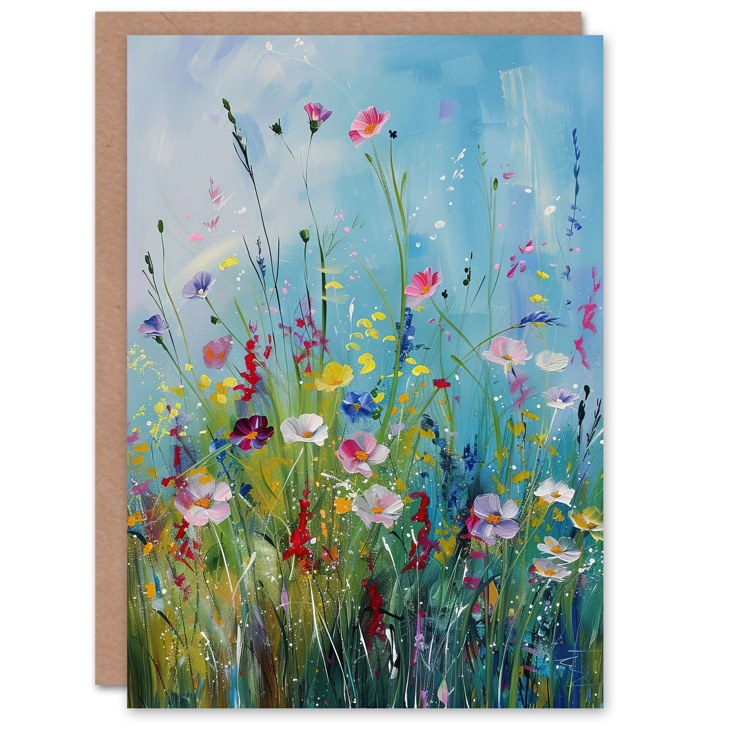Delicate Wildflower Meadow Floral Painting Greeting Card