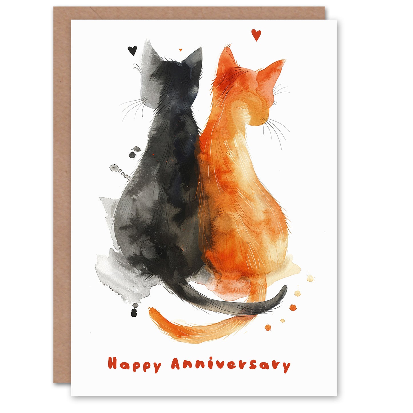 Cute Tabby and Black Cats Happy Anniversary Card