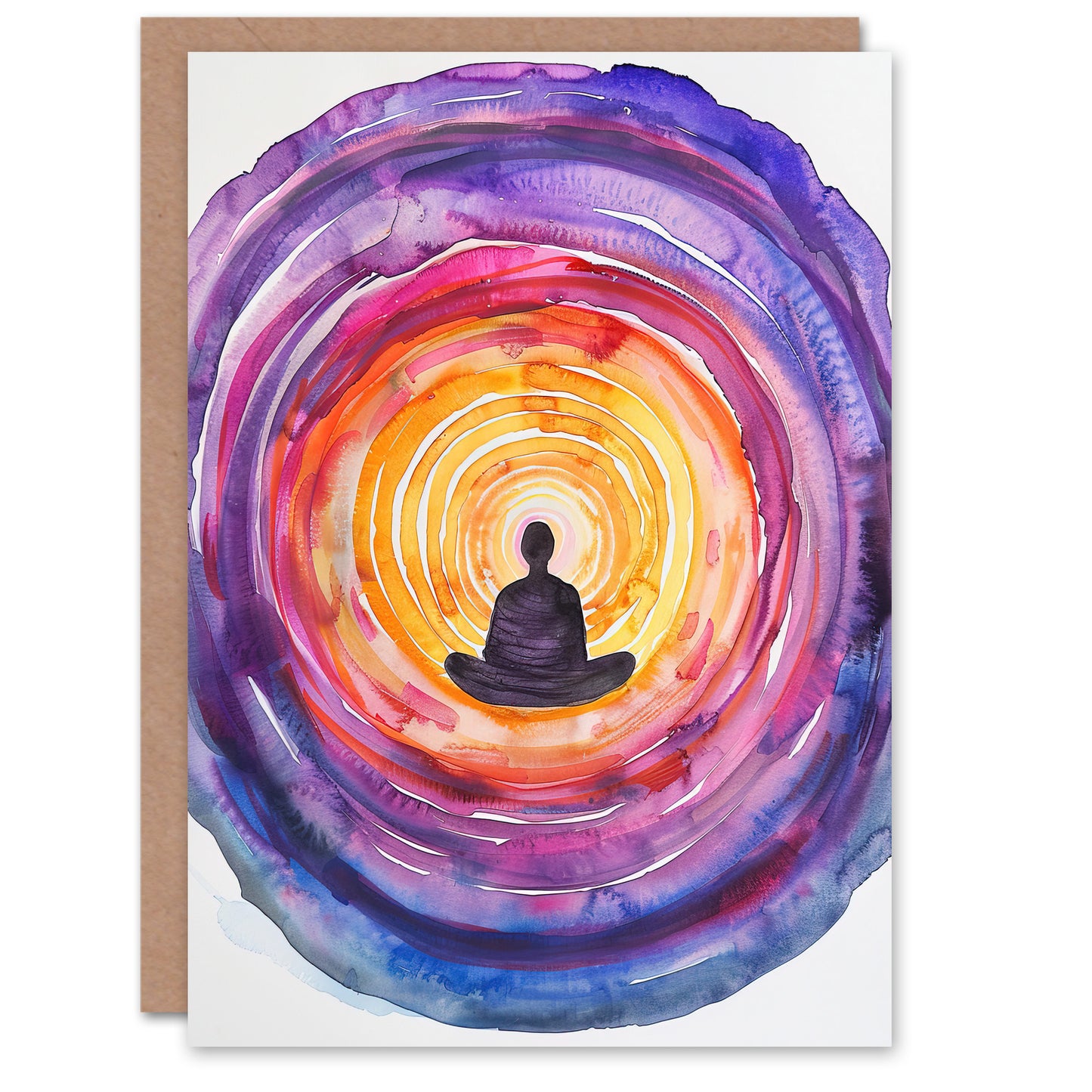 Chakra Purple Orange Energy Vortex Meditation Greeting Card