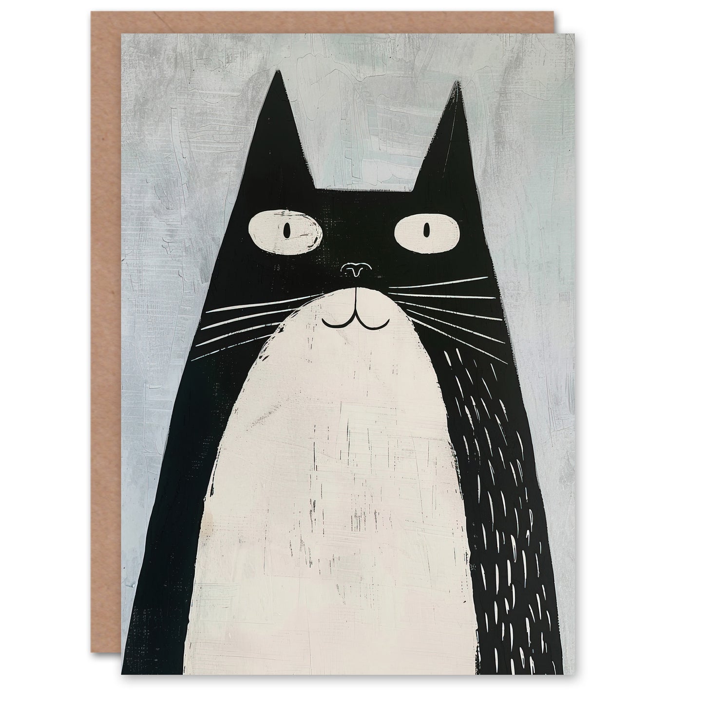 Cute Black White Tuxedo Cat Lover Pet Painting Greeting Card