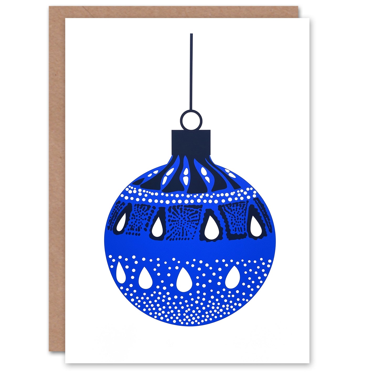 A Single Bauble Blue Ornament Fun Christmas Card
