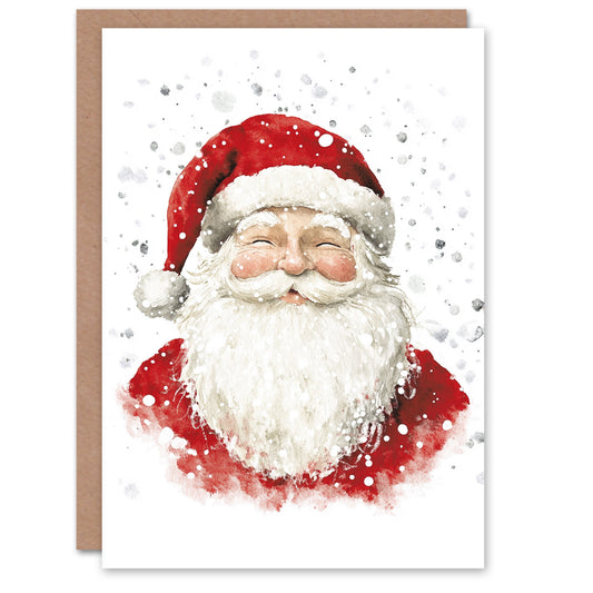 Jolly Santa Claus Snowflakes Snow Festive Xmas Christmas Card