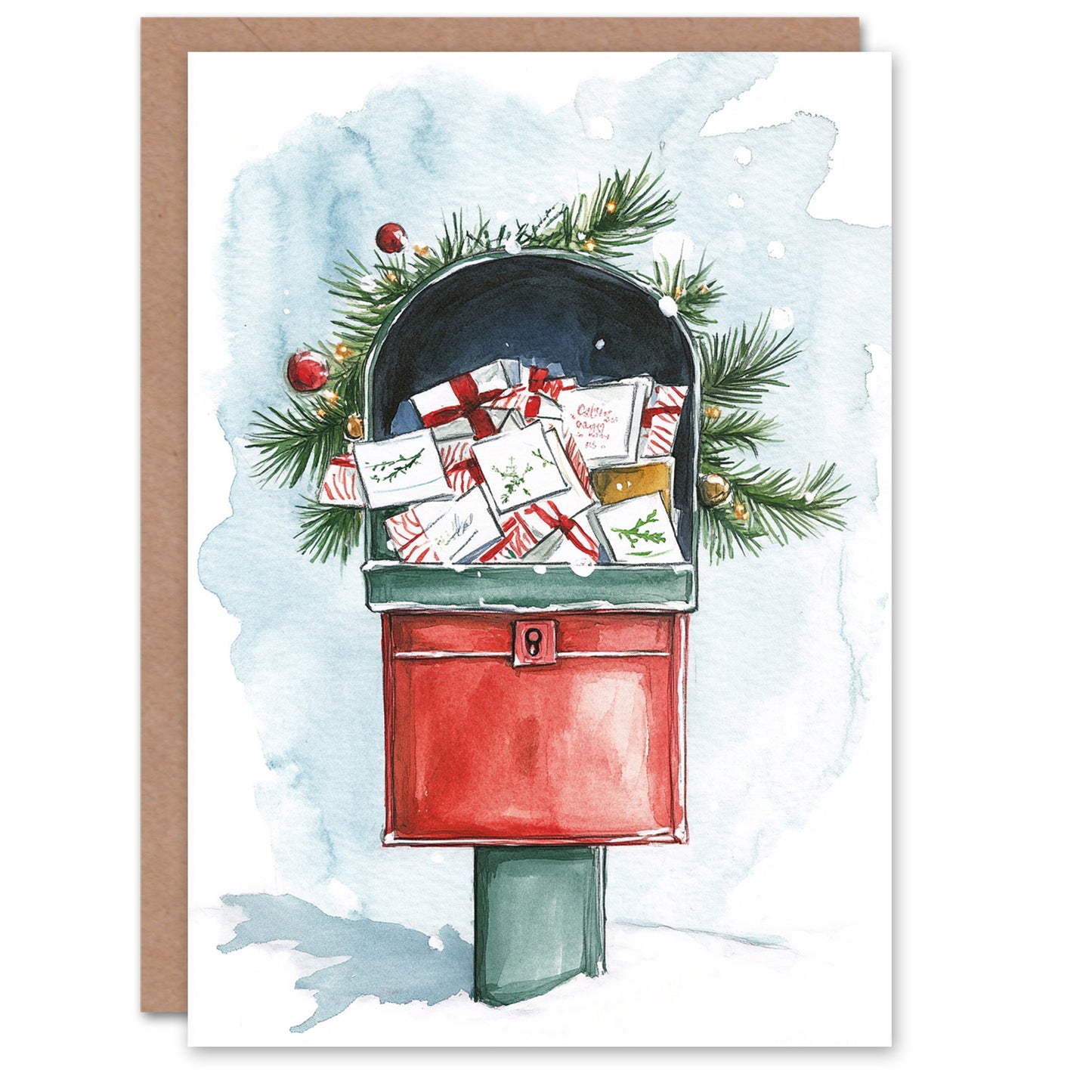 Decorated Letterbox Full Of Gifts Festive Xmas Christmas Card