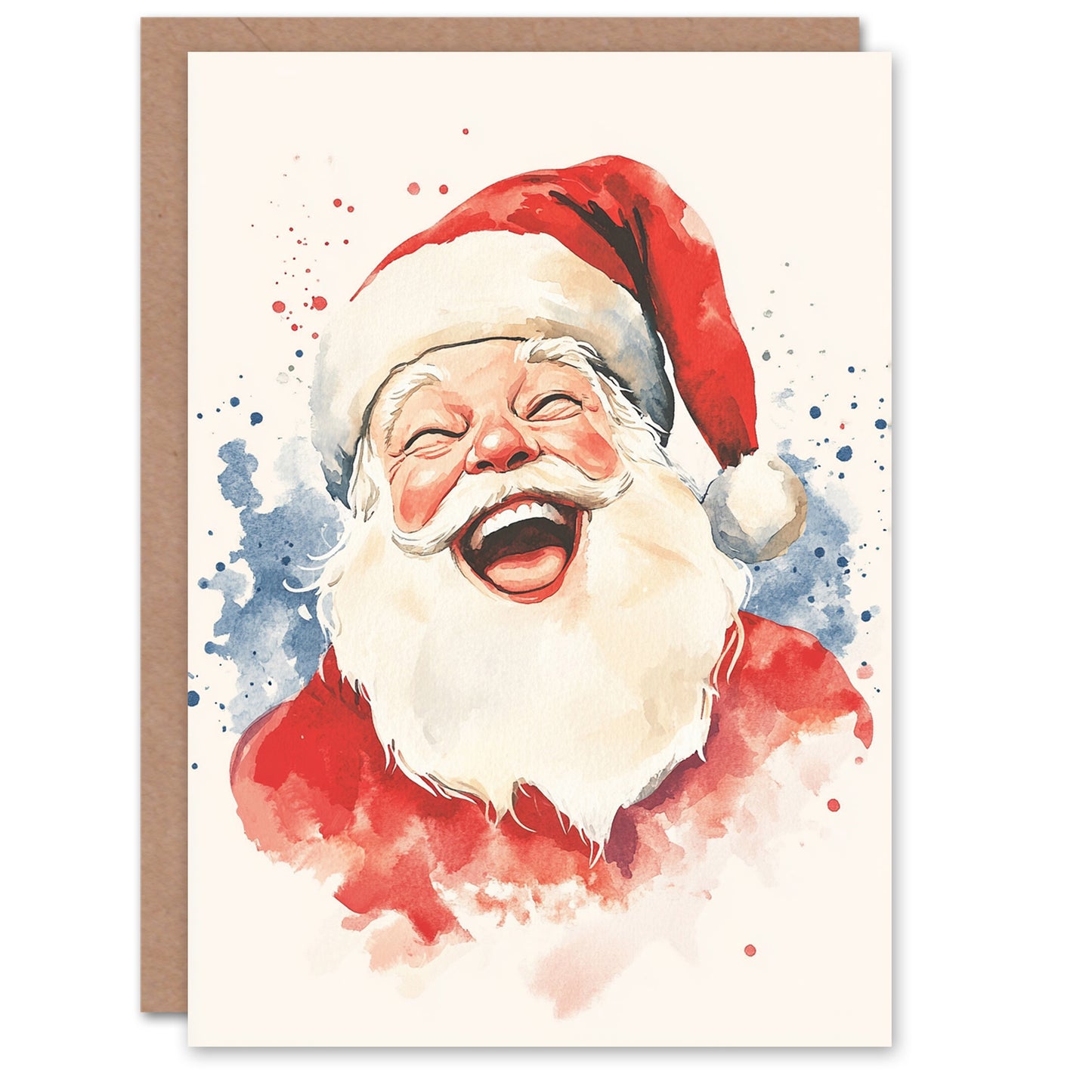 Happy Jolly Santa Claus Festive Fun Xmas Art Christmas Card