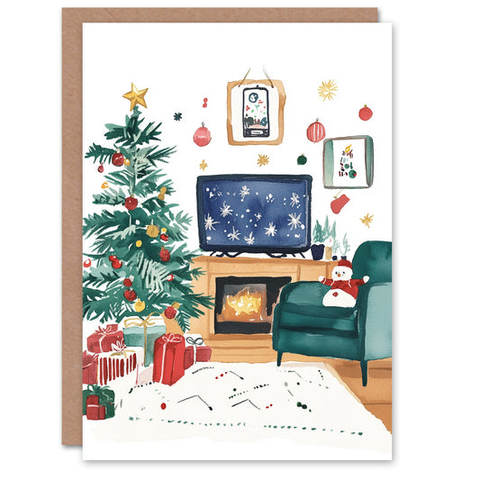 Cosy Decorated Home Tree Gifts Festive Christmas Card