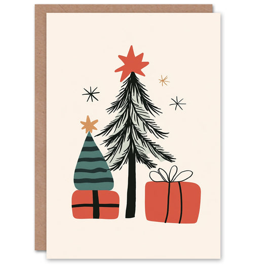 Presents Under Tree Gifts Bright Modern Christmas Card
