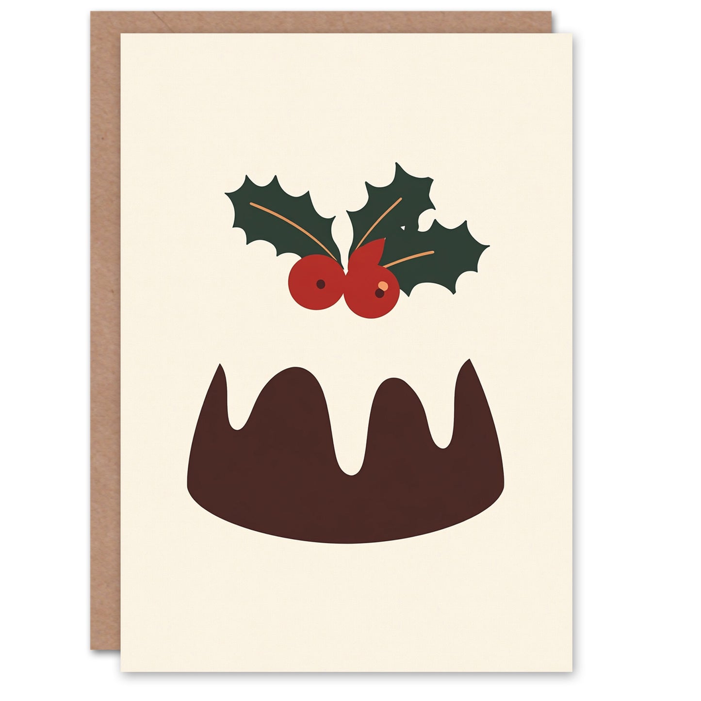 Cake Pudding Holly Icing Modern Xmas Christmas Card