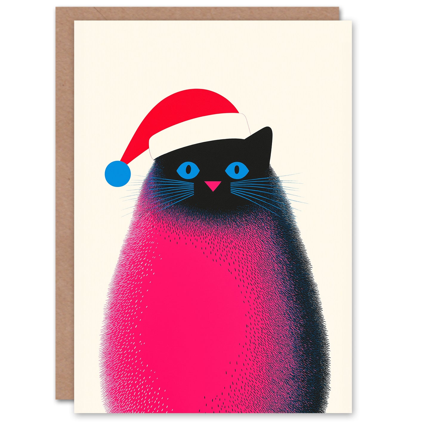 Fluffy Kitten Wearing Santa Hat Cat Lover Christmas Card