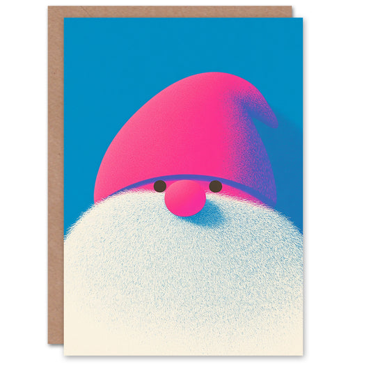 Santa Gonk Gnome Pink Blue Fun Xmas For Child Kids Christmas Card