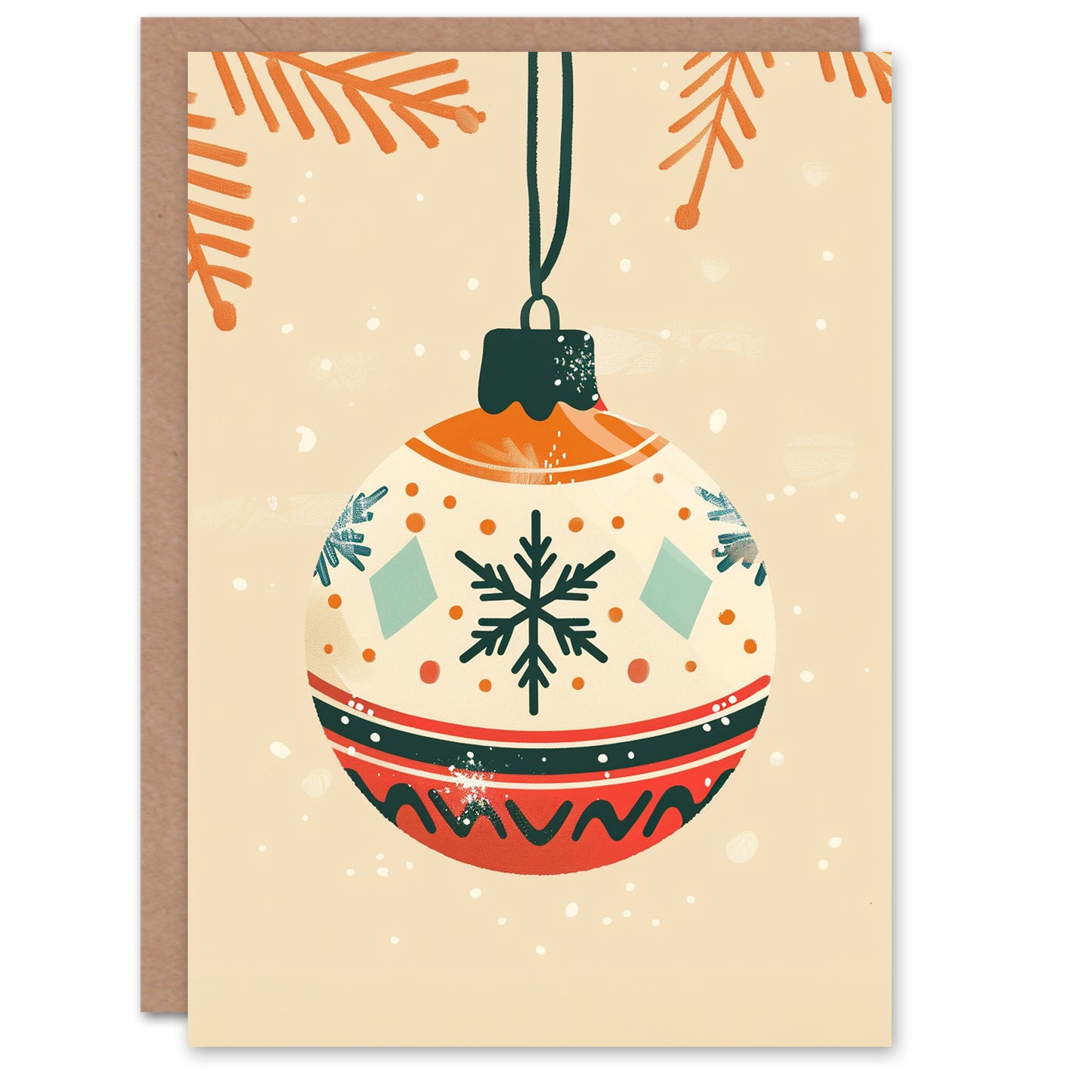 Single Bauble Snowflake Ornament Holiday Xmas Christmas Card