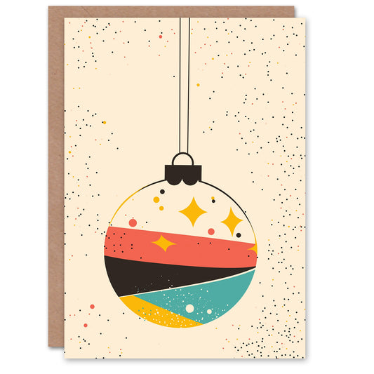 Mid Century Modern Decorated Bauble Fun Christmas Card