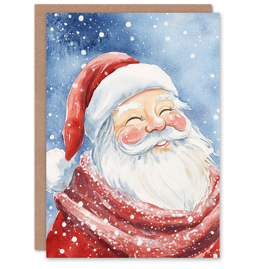 Jolly Santa Claus Winter Snow Fall Fun Festive Xmas Christmas Card