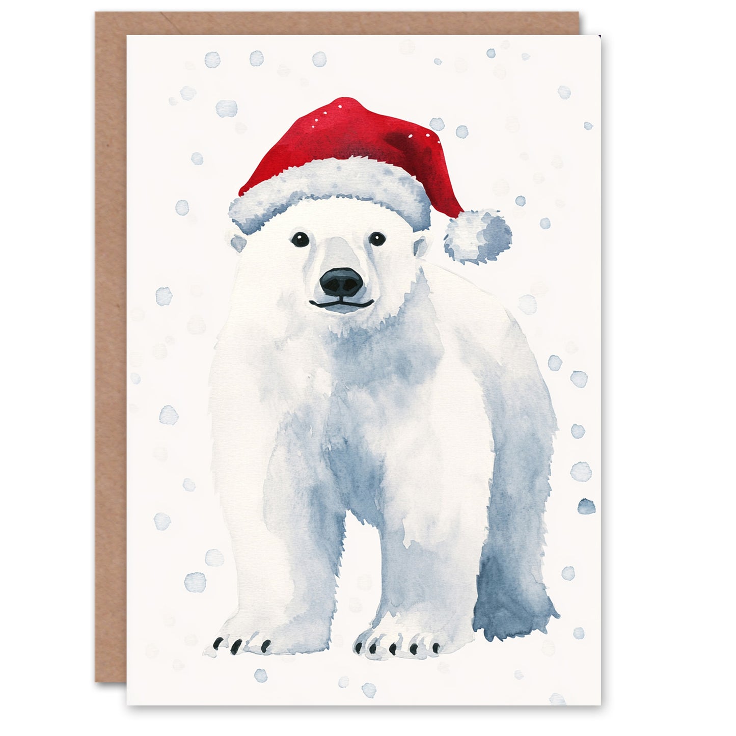 Cute Baby Polar Bear With Santa Hat Christmas Card