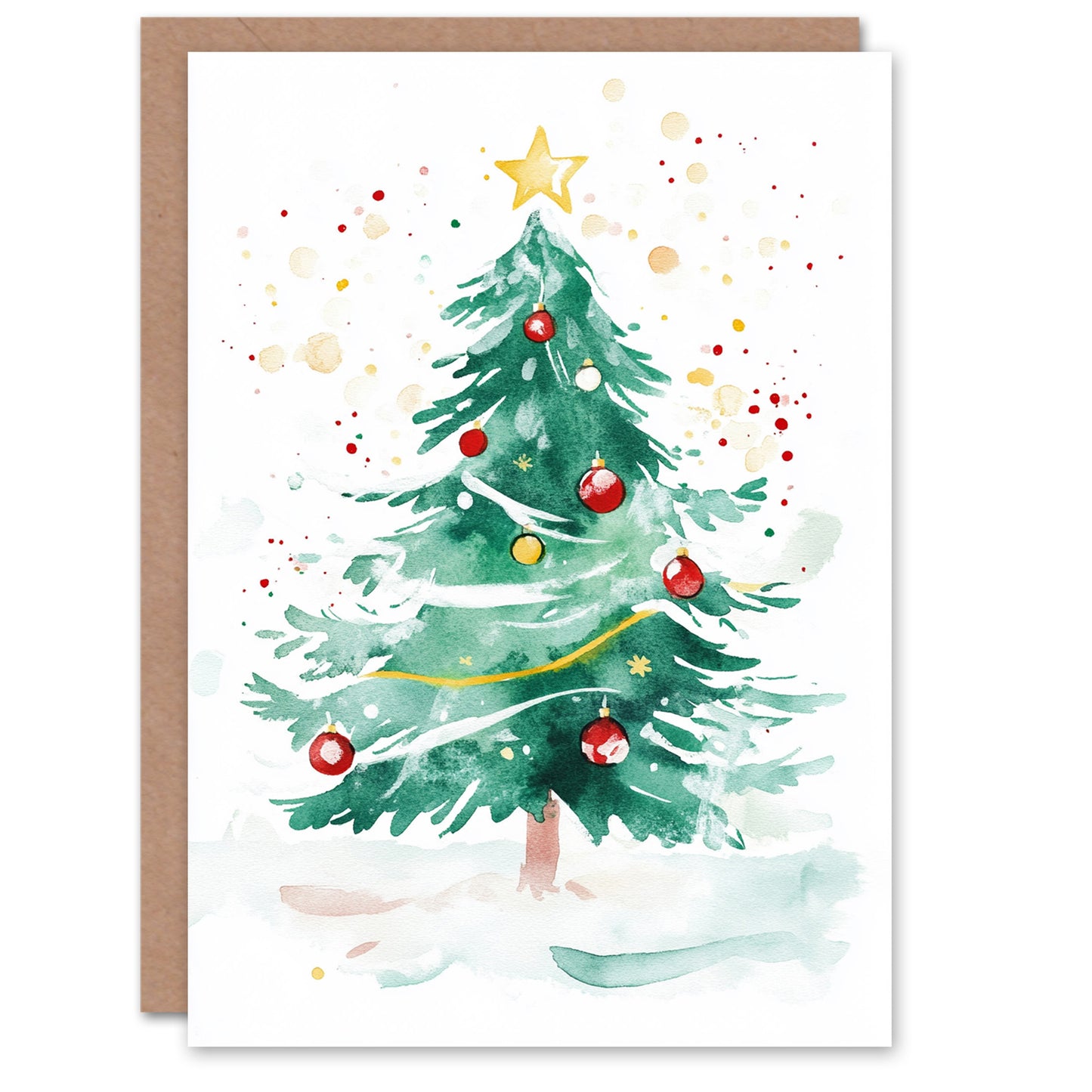 Bauble Decorated Tree Star Light Xmas Christmas Card