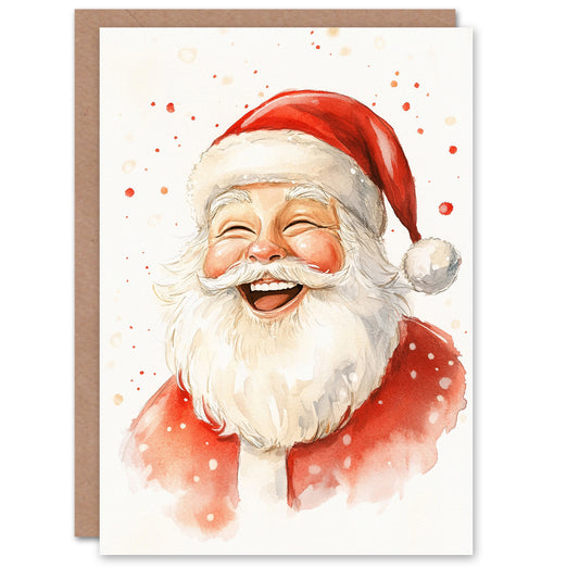 Laughing Santa Claus Portrait Fun Festive Christmas Card