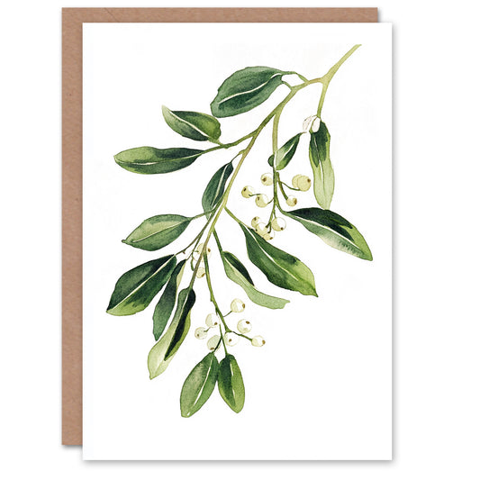 Mistletoe Branch Soft Bright Festive Christmas Card