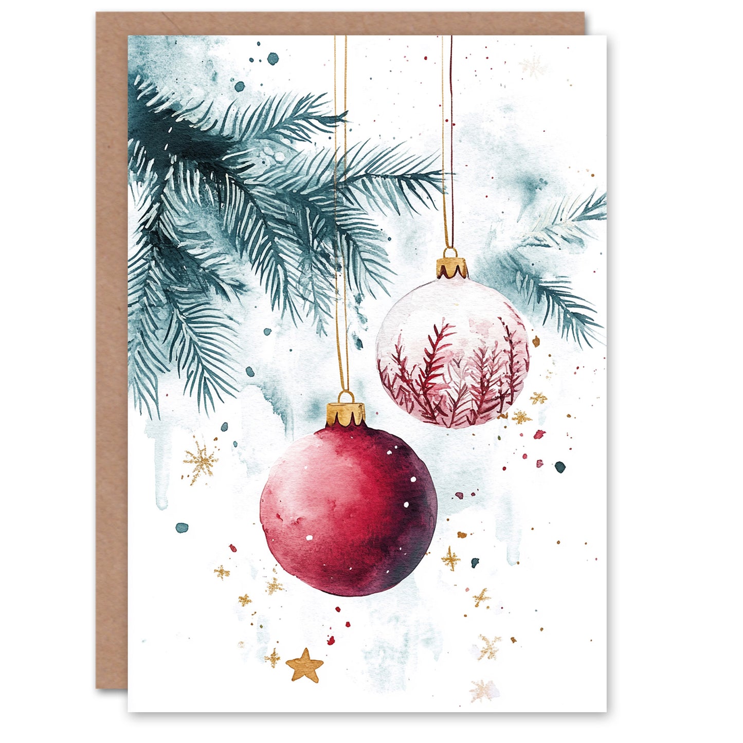 Hanging Bauble Tree Ornaments Stars Christmas Card