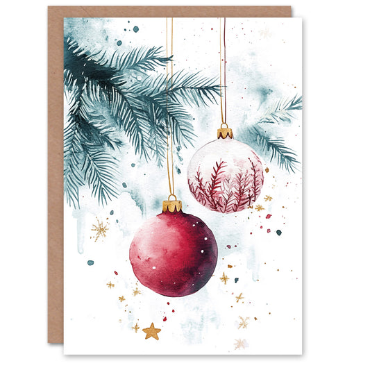 Hanging Bauble Tree Ornaments Stars Christmas Card