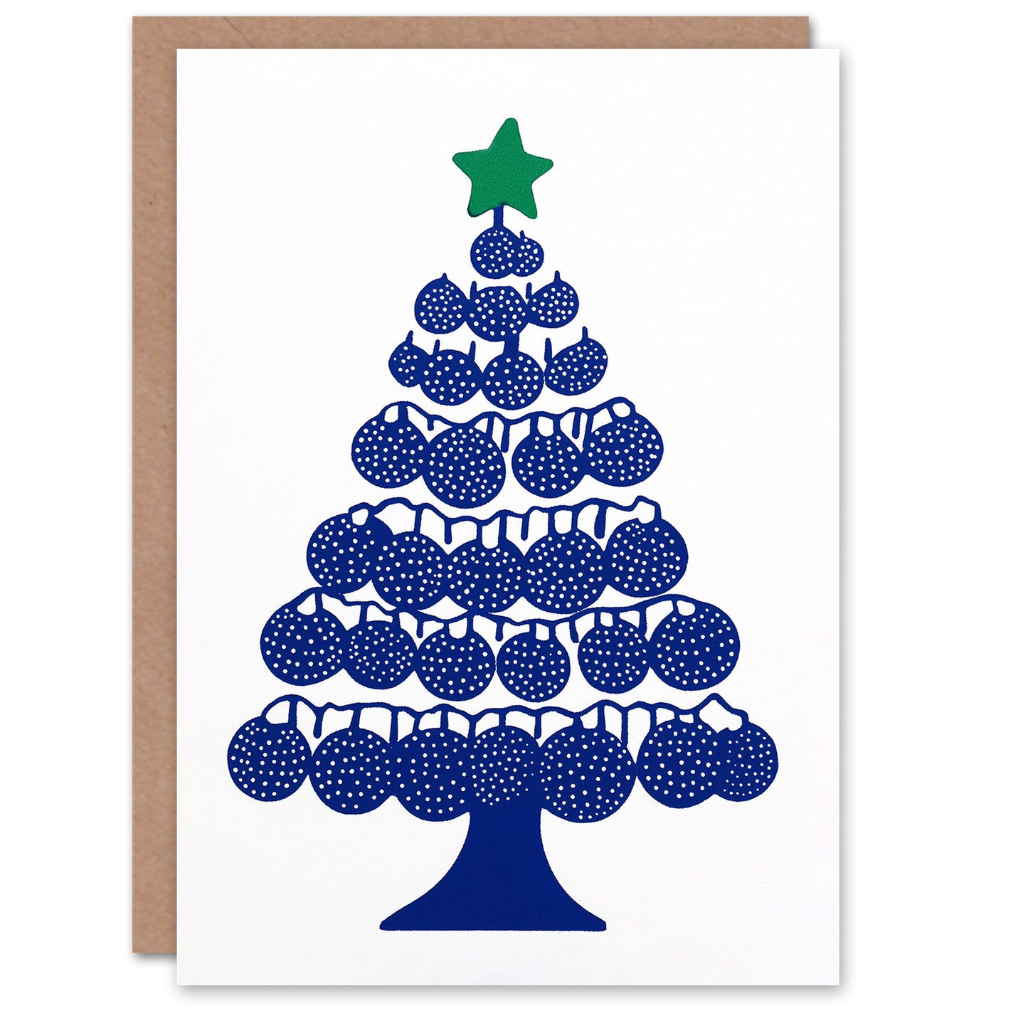 Bauble Ornament Tree Blue Green Modern Abstract Xmas Christmas Card