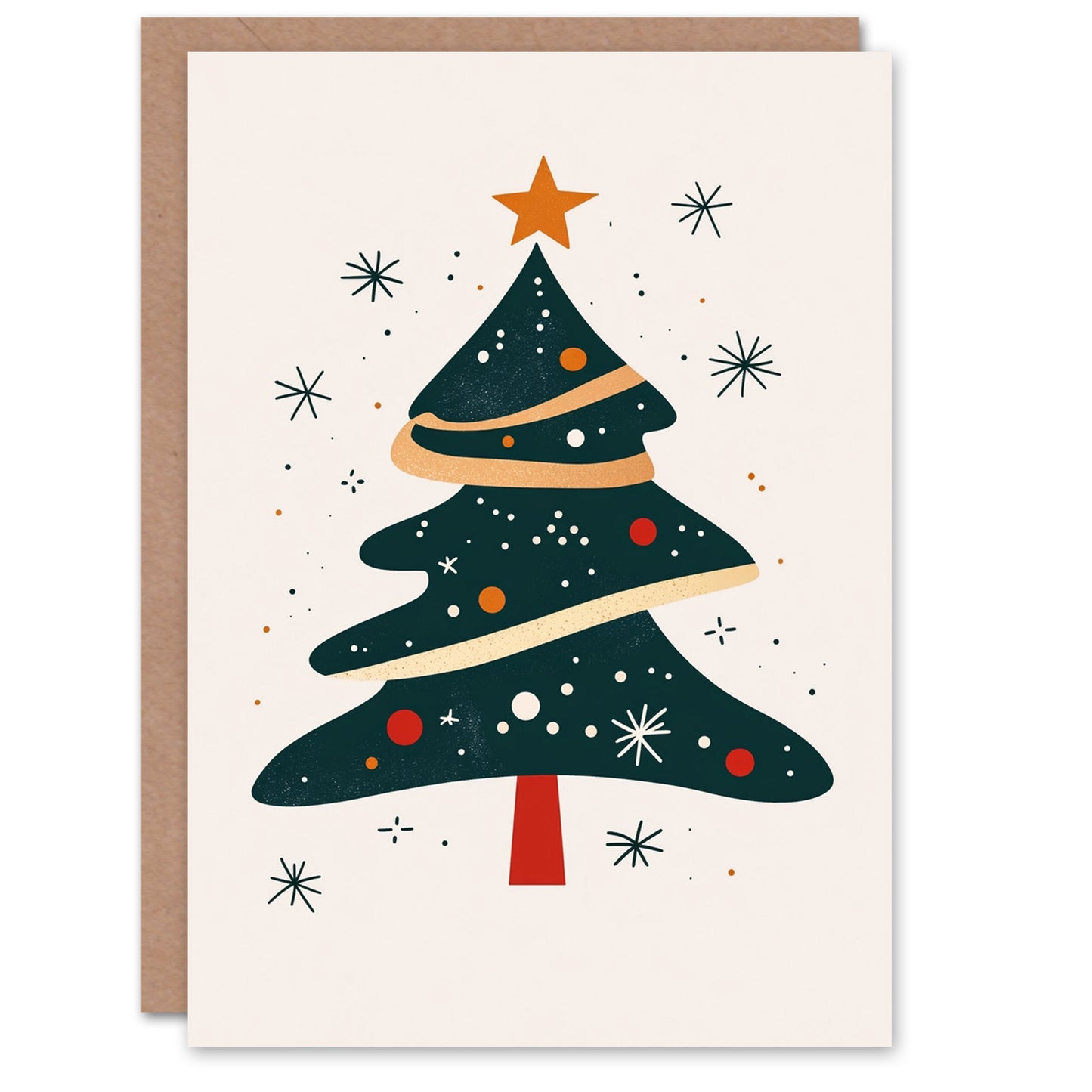 Abstract Decorated Tree Bright Fun Modern Festive Christmas Card
