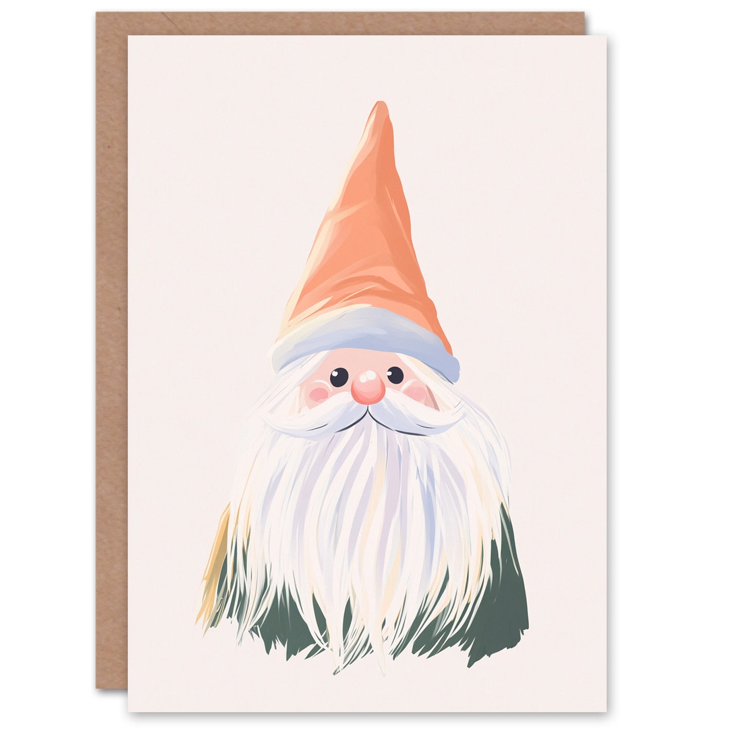 Cute Garden Gnome Pastel Modern Painting Christmas Card