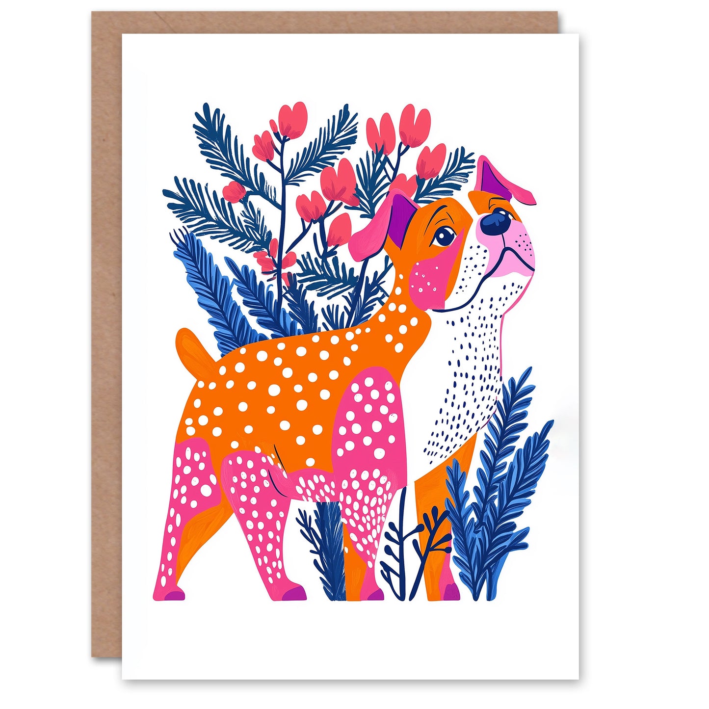 Dog Lover Cute American Bulldog Portrait Vibrant Christmas Card