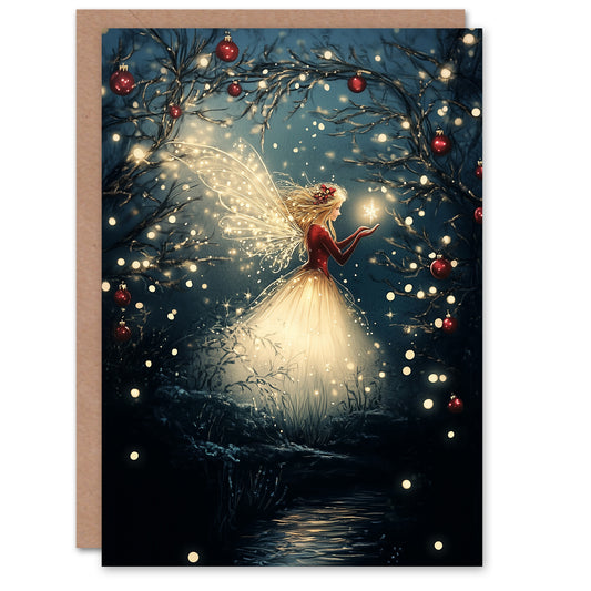 Magical Forest Fairy Festive Decorations Fantasy Christmas Card