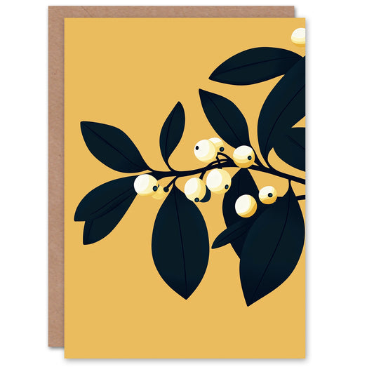 Mistletoe Bright Orange Bold Modern Christmas Card