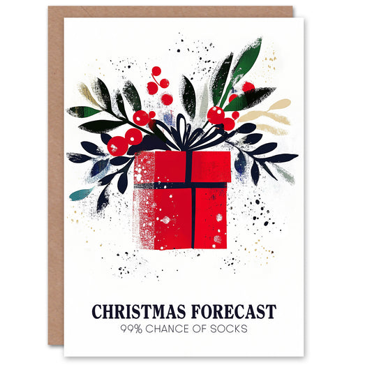 99 Percent Chance Of Socks Funny Christmas Card