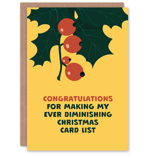 Congratulations For Making Diminishing List Funny Christmas Card