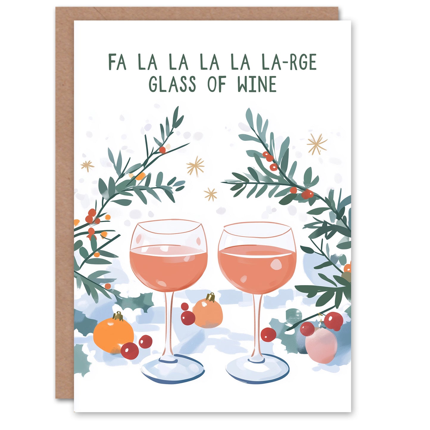 Falalalala Large Glass Of Wine Lover Funny Christmas Card