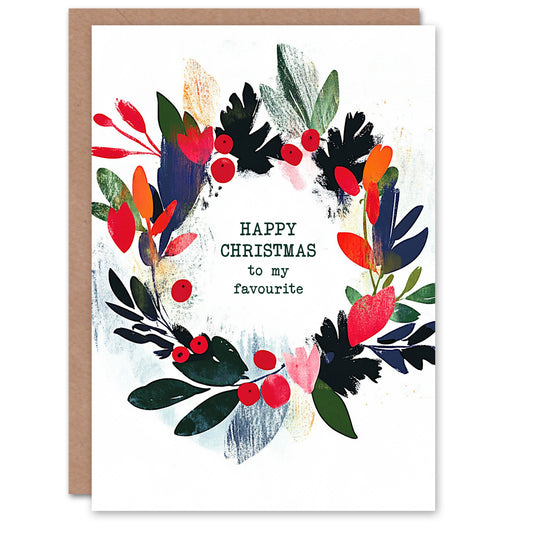 Colourful Abstract Wreath To My Favourite Christmas Card