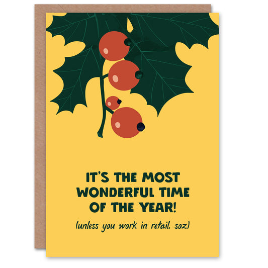 Most Wonderful Time Unless You Work Retail Funny Christmas Card