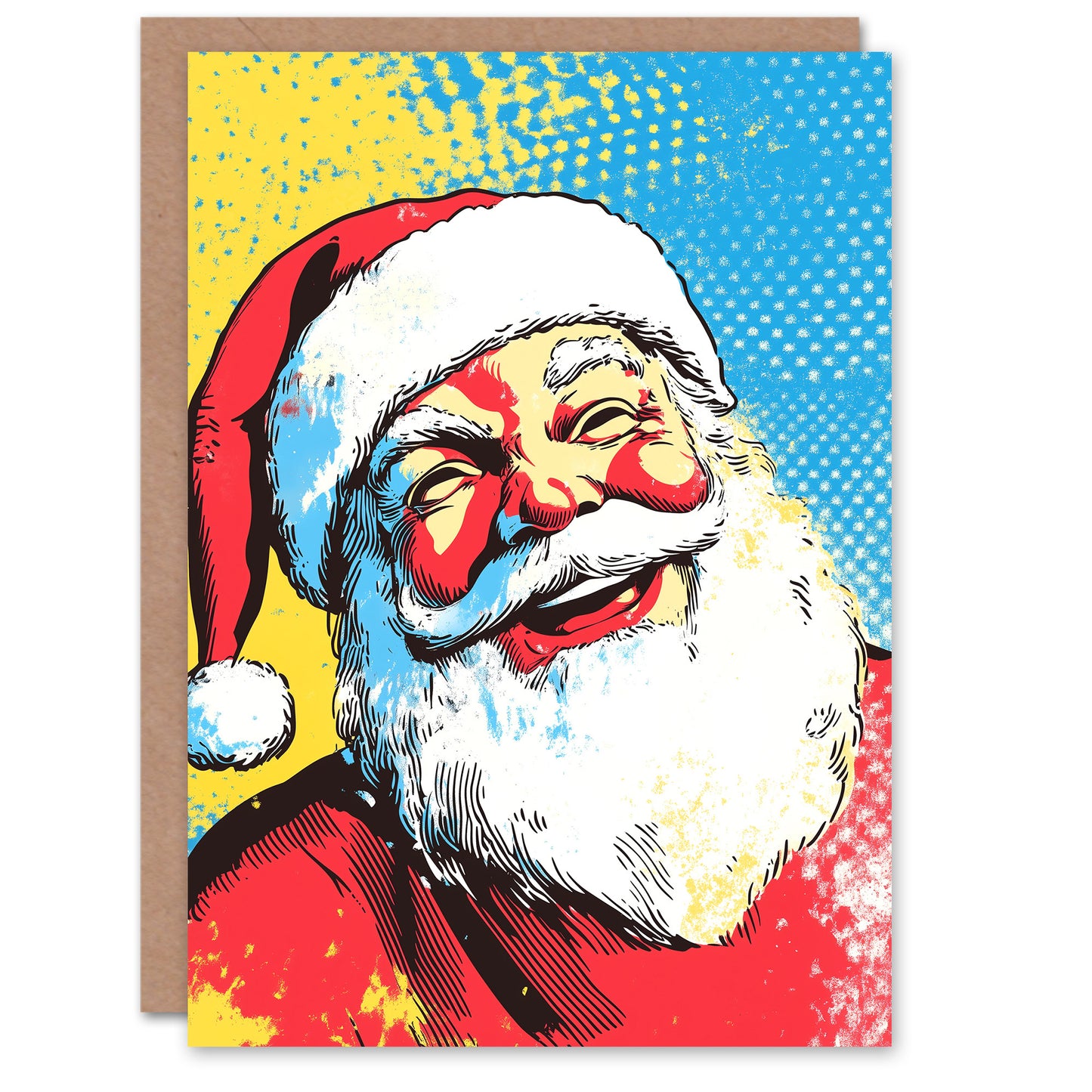 Laughing Santa Claus Vibrant Comic Pop Art Christmas Card
