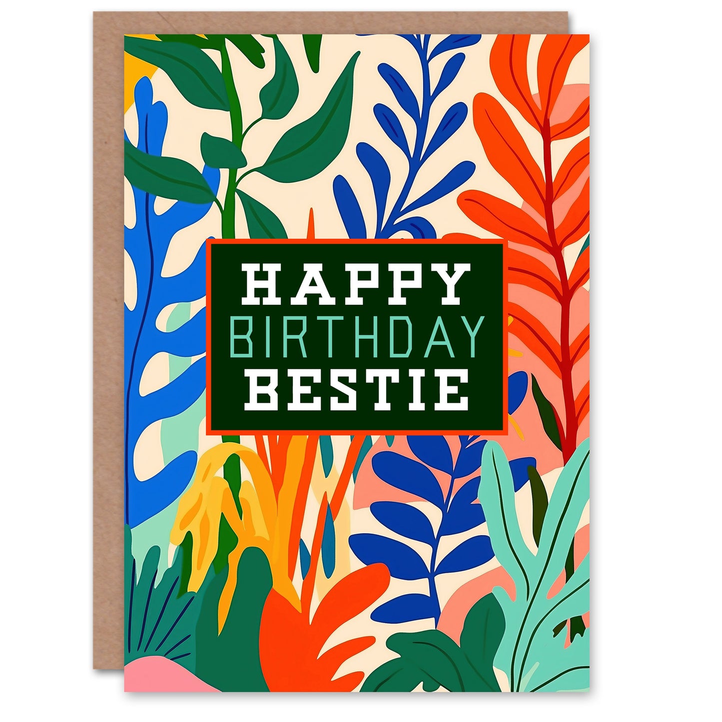 Happy Birthday Greeting Card Plant Lover Bold Botanical Friend Bestie