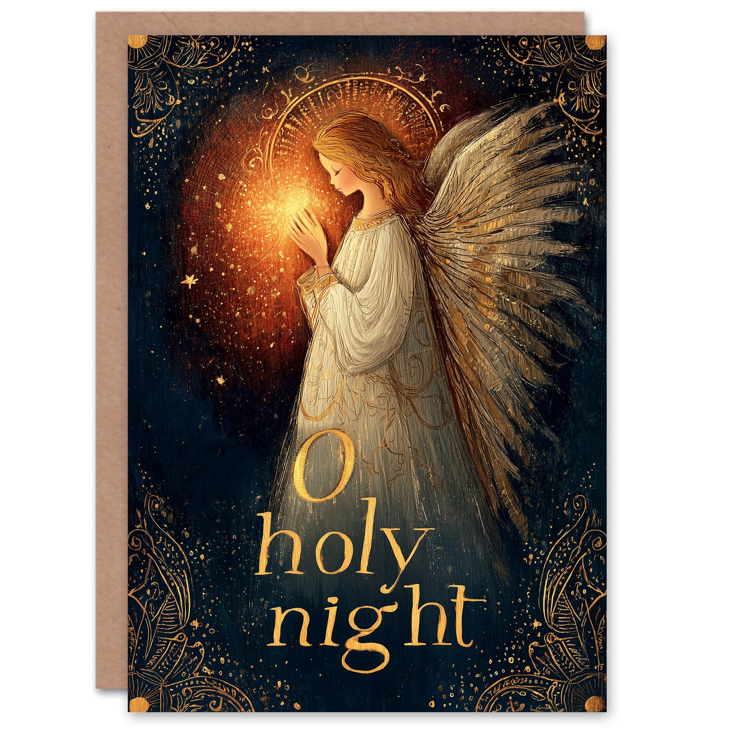 Christmas Card O Holy Night Beautiful Glowing Christian Angel
