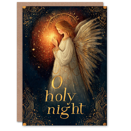 Christmas Card O Holy Night Beautiful Glowing Christian Angel