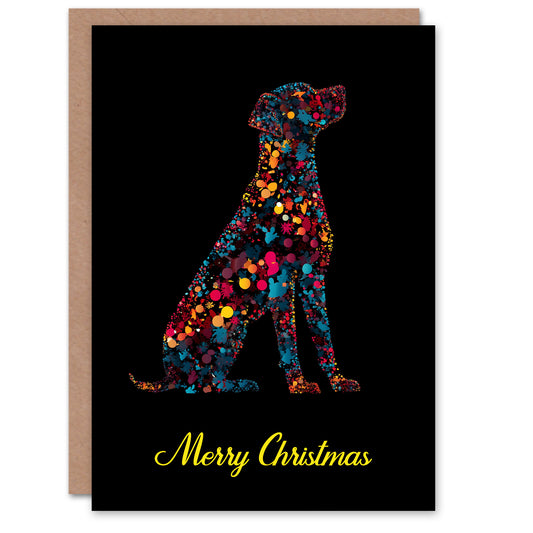 Christmas Card Dog Lover Bright Colourful Pet Silhouette