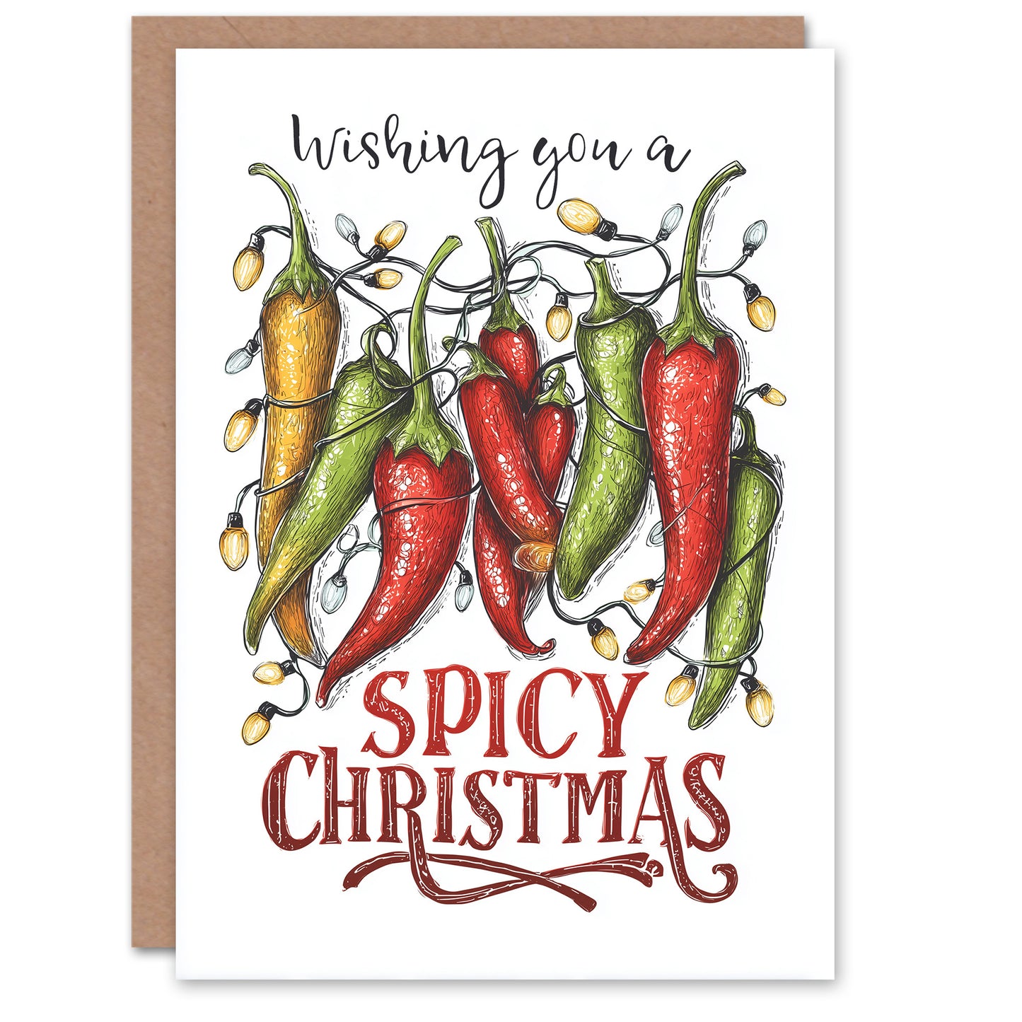 Christmas Card Spicy Chilli Peppers Xmas Wishes
